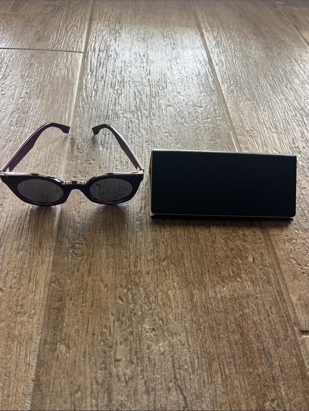 Fendi Purple Oval Sunglasses with Black Case